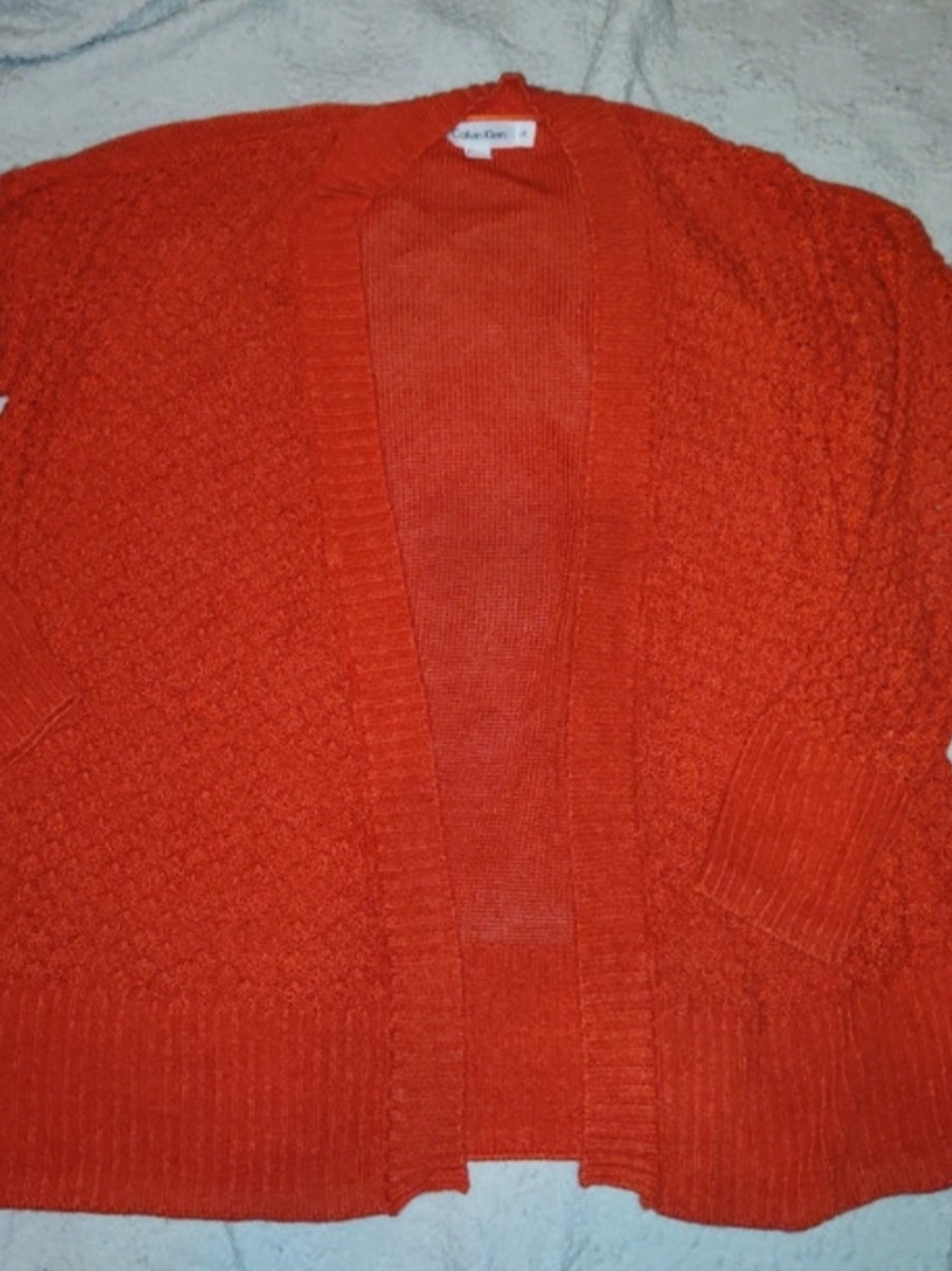 Calvin Klein Vibrant Orange-Red Open Cardigan